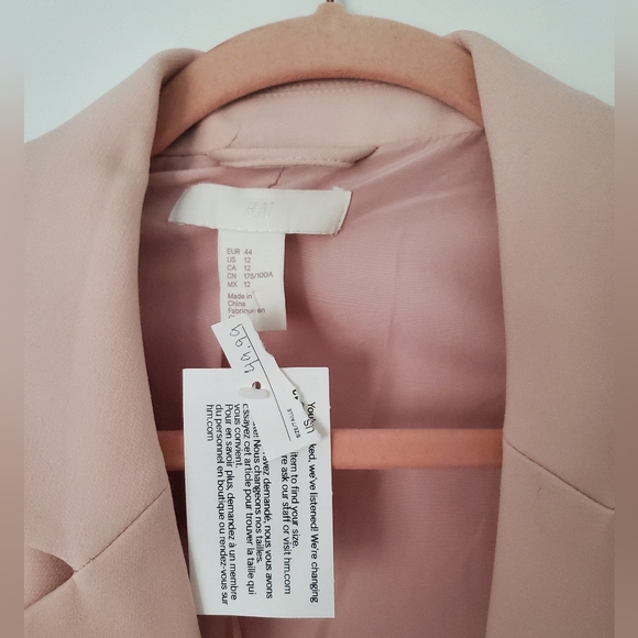 NWT H&M women's blazer, pink size 12 - Picture 3 of 3